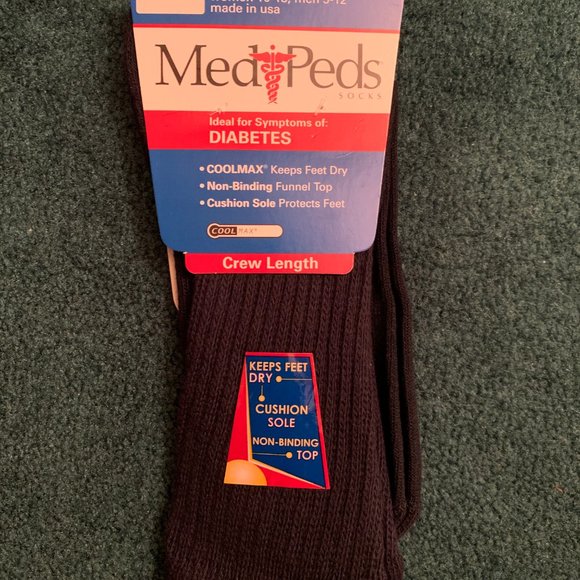 Men’s Medi-Peds Diabetic Crew Length Socks - Picture 2 of 2